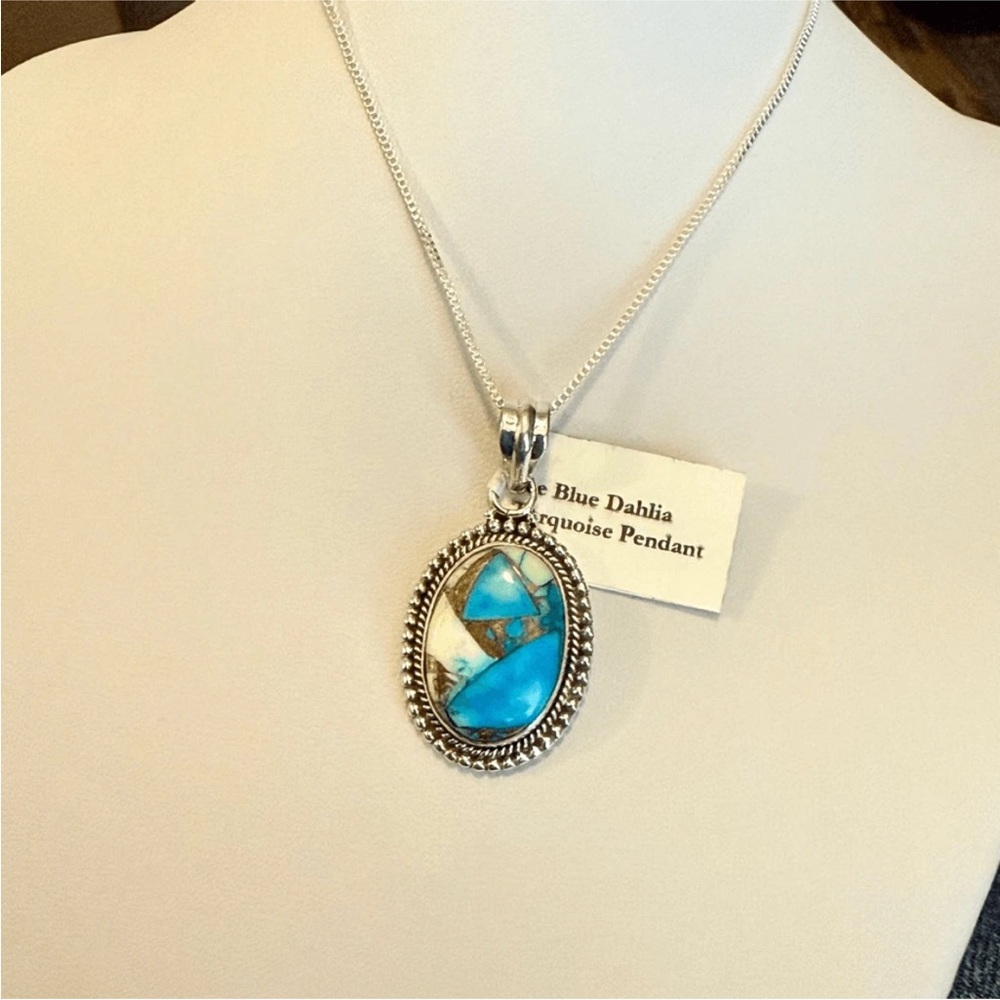 Ice blue dahlia turquoise necklace
